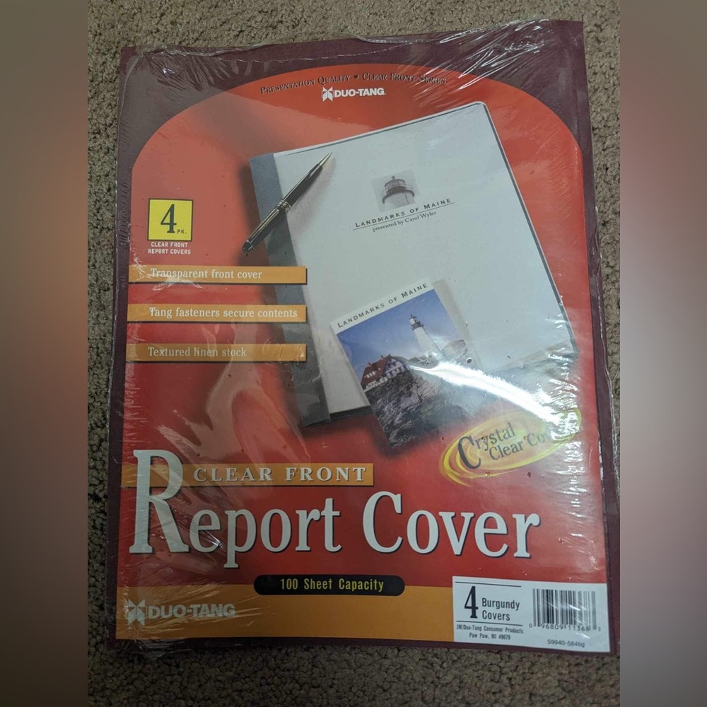 Duo-Tang Clear Front Burgundy Report Covers ***NWT***